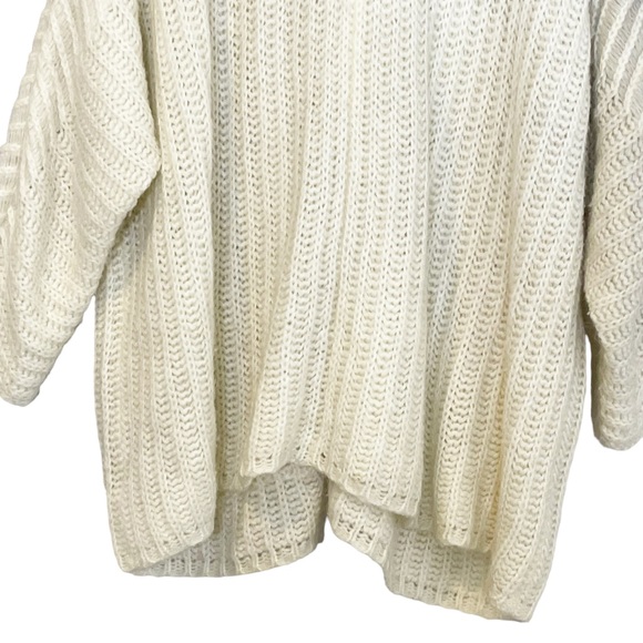 Free People Wool Alpaca Oversized Sweater Dress Size M Pockets Loose Knit Ivory - Picture 9 of 14